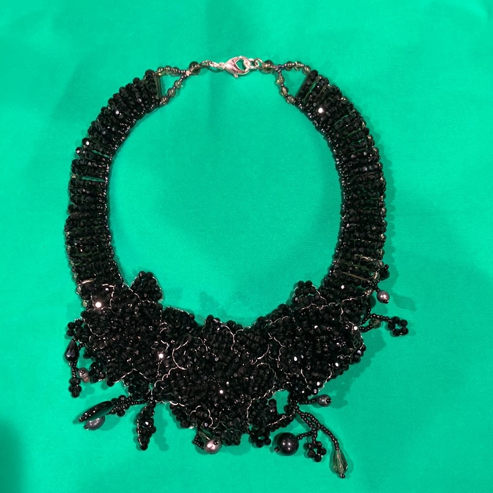 Black Flower Statement Necklace G2